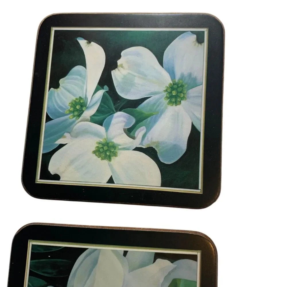Pimpernel Vintage Magnolia Study Floral Cork Backed Set of 6 Coasters England